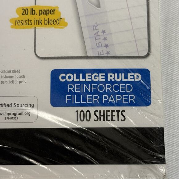 VTG Five Star 3 Hole Reinforced Notebook Filler Paper College Ruled 100 Sheets - Picture 2 of 5